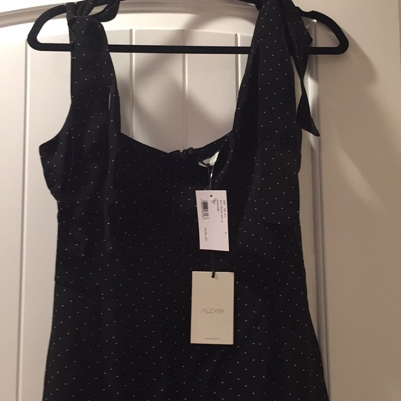 SOLD-Alexis Polka Dot Pauldine Midi dress intermix - Picture 4 of 5